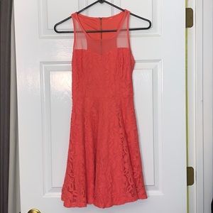coral mesh dress